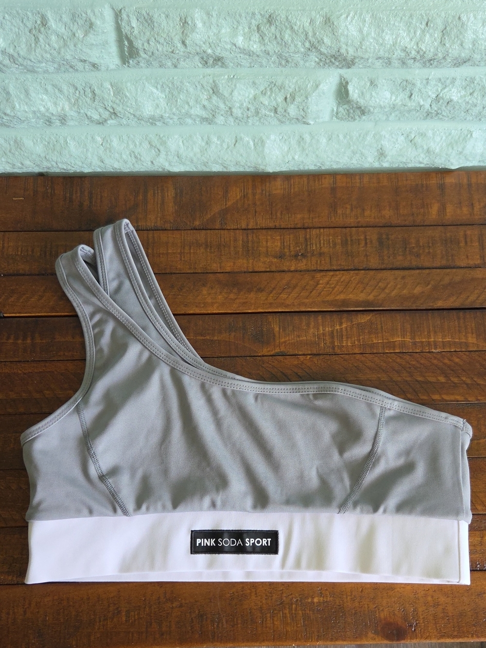 Pink Soda Sport Gray One-Shoulder Sports Bra Size Xl